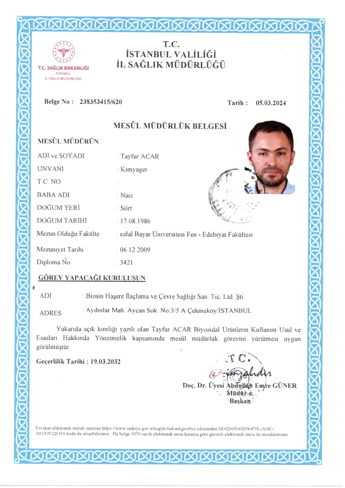 mesul müdürlük belgesi